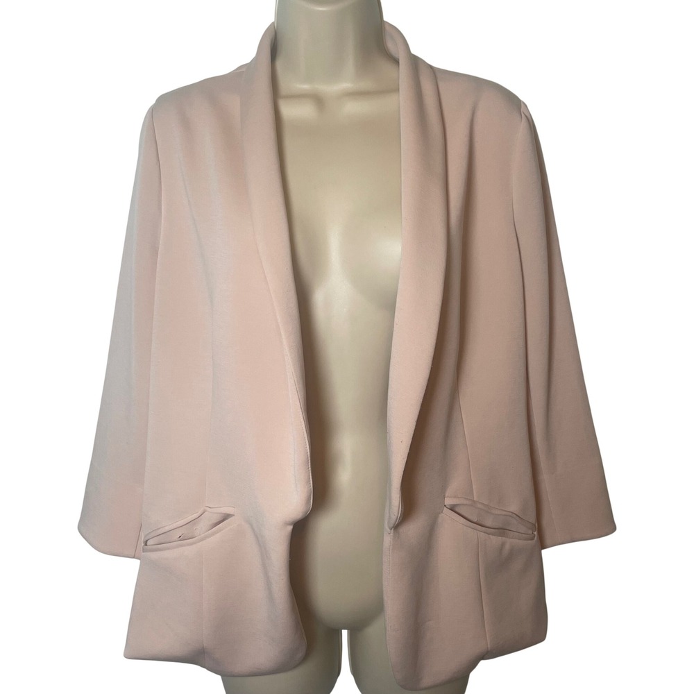 Skies Are Blue Hannah Modal Scuba Blazer Medium Blush Pink‎ Soft Office FLAW
